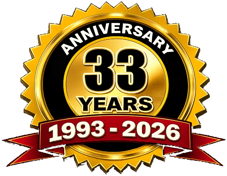 33rd anniversary seal, 1993-2026